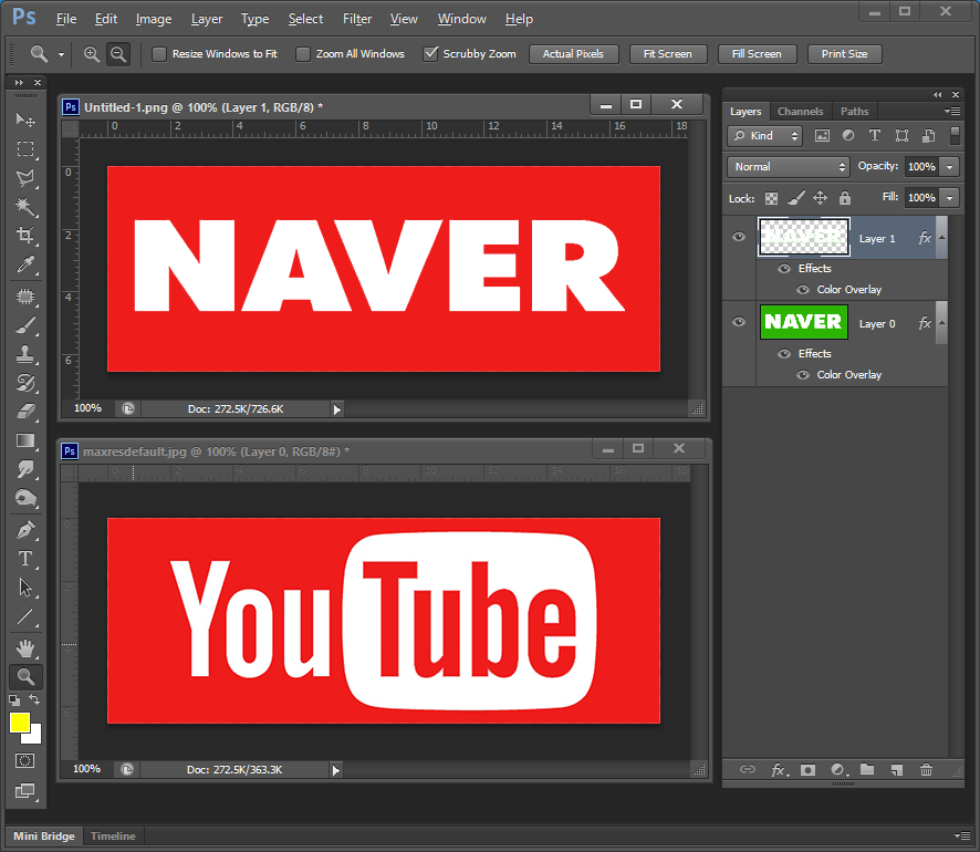포토샵 배경색 바꾸기 Color Overlay 컬러오버레이 네이버 블로그