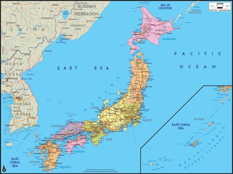 일본지도, 화산, 여행, 온천, 철도, 신칸센, 지진, 섬, 지형, 행정구역, 동해 표기 일본지도 : 네이버 블로그